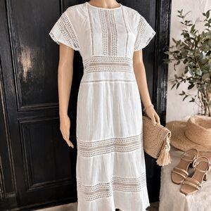 Banana Republic Auriene White Lace Panel Dress